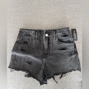 BLANKNYC High Waist Distressed Denim Shorts Charcoal Black Size 26 NWT